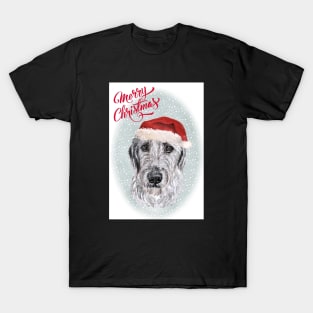 Irish Wolfhound Dog Merry Christmas Santa Dog T-Shirt